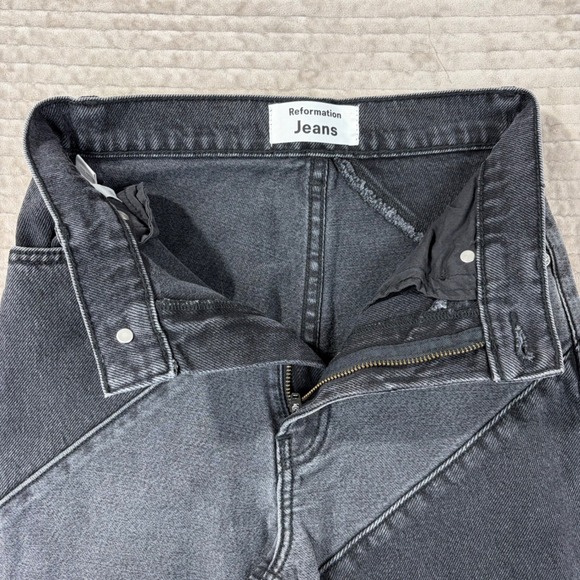 Reformation Bowie Jean Patchwork Grey Wash Denim Straight Leg Jeans Size 23 - Picture 7 of 10